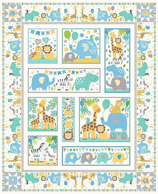 Quilt Kit Panel for Beginners Jungle Animals Baby Quilt -  in