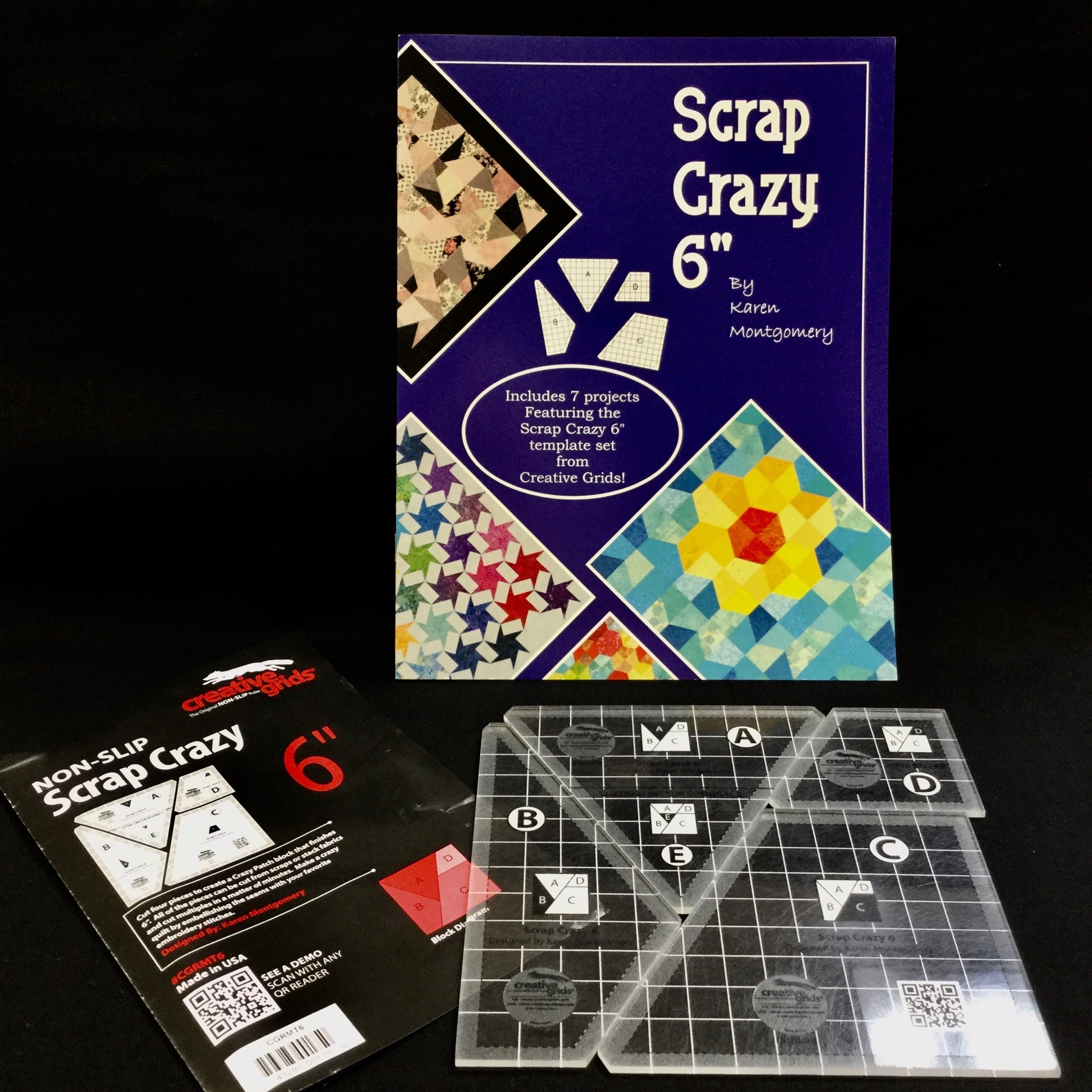 Creative Grids Scrap Crazy 6 Templates Quilt Ruler