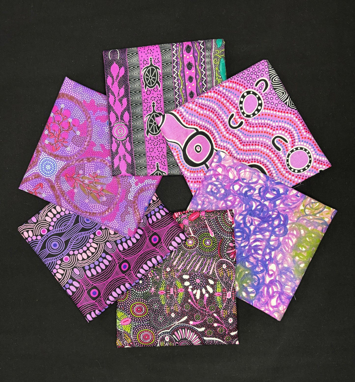 6 fat qtrs Pink Aboriginal fabrics